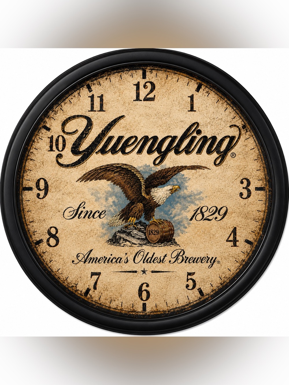 Eagle Wall Clock - Black Frame, Tan Dial